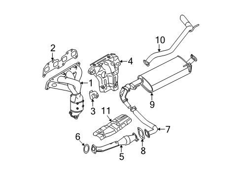 2018 Nissan Frontier Exhaust Manifold Cover-Exhaust Manifold Diagram for 16590-EA00A