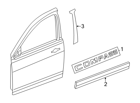 2017 Jeep Compass Exterior Trim - Front Door Molding-Front Door Diagram for 5182563AB