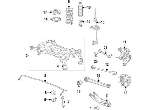 2021 Genesis G80 Rear Suspension Components, Lower Control Arm, Upper Control Arm, Ride Control, Stabilizer Bar Insulator Diagram for 21772-B1200