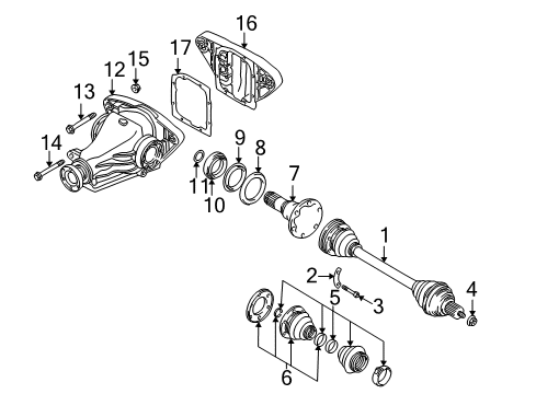 2001 BMW 525i Axle & Differential - Rear Repair Kit Bellows, Interior Diagram for 33211229375