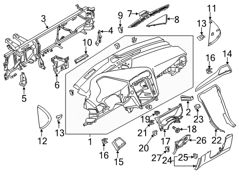 2017 Ford Fusion Instrument Panel Reinforce Beam Lower Bracket Diagram for DS7Z-54045K00-A
