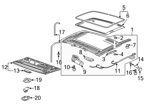 2002 Pontiac Aztek Sunroof Switch Asm-Sun Roof *Very Dark Gray Diagram for 10425339