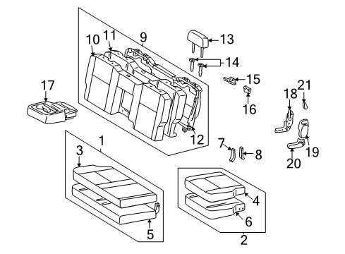 Diagram for 2004 Toyota Tundra Rear Seat Components 