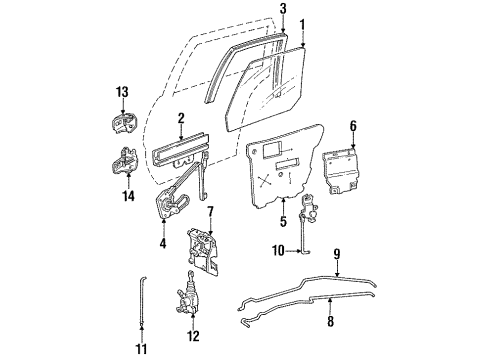 1990 Pontiac Grand Am Door & Components Control Rod Diagram for 20479787