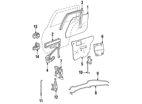 1990 Pontiac Grand Am Door & Components Chan Asm-Glass Run Rear Door Window Diagram for 22546180