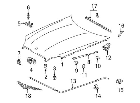 2005 Chrysler Crossfire Hood & Components Gas Prop Diagram for 5101653AA