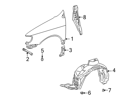 1998 Toyota Sienna Fender & Components Lower Extension Diagram for 53834-08010