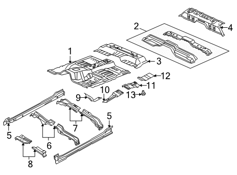 2009 Mitsubishi Raider Cab - Floor Pan-Front Floor Diagram for 55112552AA