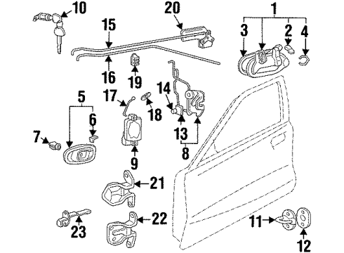 1996 Hyundai Elantra Front Door Rod-Front Door Actuator LH Diagram for 81373-29000