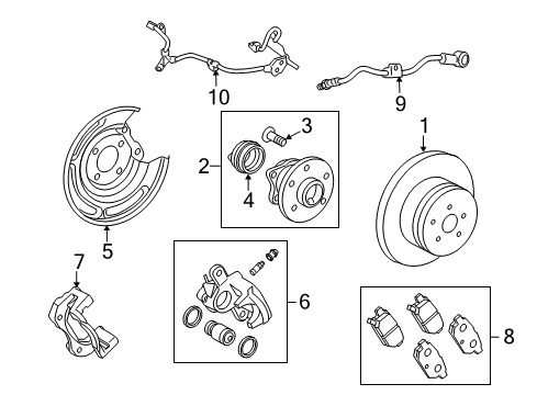 2009 Toyota Matrix Rear Brakes Hub & Bearing Diagram for 42450-02160