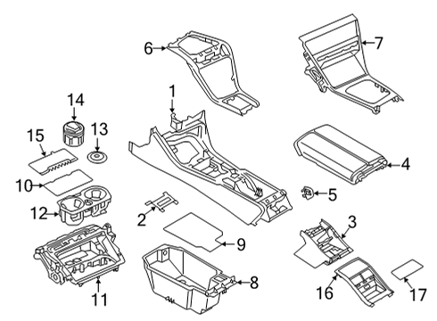 2022 BMW M8 Gran Coupe Center Console ASHTRAY Diagram for 51169458680