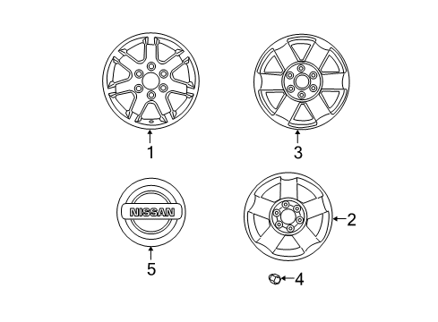 2007 Nissan Armada Wheels, Covers & Trim Aluminum Wheel Diagram for 40300-ZJ10A