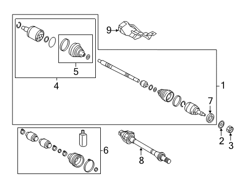 2015 Kia Optima Drive Axles - Front Joint Kit-Front Axle Differential Diagram for 495823S201