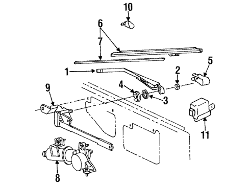 1996 Lexus LX450 Lift Gate - Wiper & Washer Components Cover, WIPER Arm Diagram for 85195-95J01