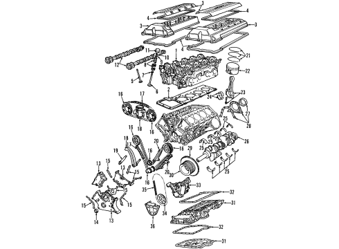 1996 BMW 840Ci Engine Parts, Mounts, Cylinder Head & Valves, Camshaft & Timing, Oil Pan, Oil Pump, Crankshaft & Bearings, Pistons, Rings & Bearings Outlet Camshaft Diagram for 11311736119