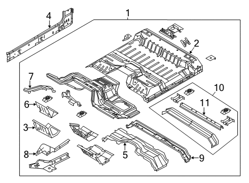 2014 Ford F-350 Super Duty Floor Rear Floor Pan Diagram for AC3Z-28111A15-A
