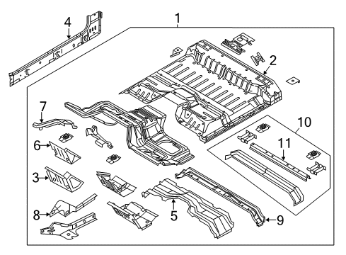 2014 Ford F-350 Super Duty Floor Floor Pan Assembly Diagram for BC3Z-2811000-A