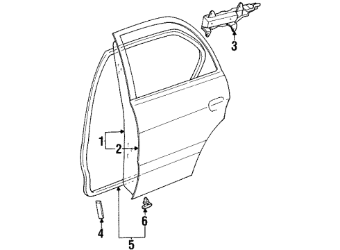 1997 Toyota Tercel Rear Door Door Weatherstrip Diagram for 67871-16210