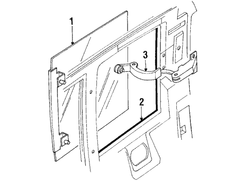 1993 Dodge Dakota Side Glass Q7594TF-BDY Sd APERT-RH(TINTED) Diagram for 55022696