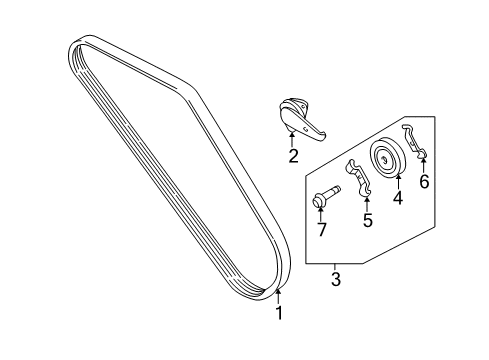 2005 Hyundai Tiburon Belts & Pulleys Ribbed V-Belt Diagram for 25212-37162