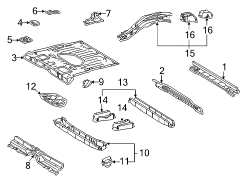 1998 Toyota RAV4 Rear Body Panel, Floor & Rails Member Sub-Assy, Rear Floor Cross Diagram for 57607-42010