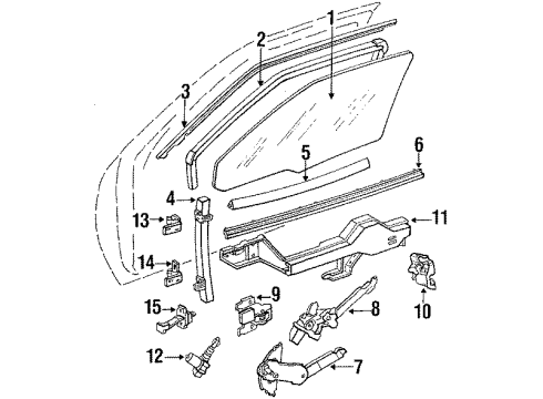 1992 Pontiac Grand Prix Rear Door Front Side Door Window Regulator Assembly Diagram for 10180307