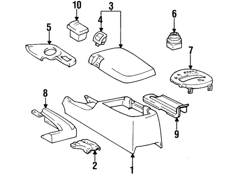 1993 Toyota Supra Center Console Console Housing Bracket Diagram for 58994-14010