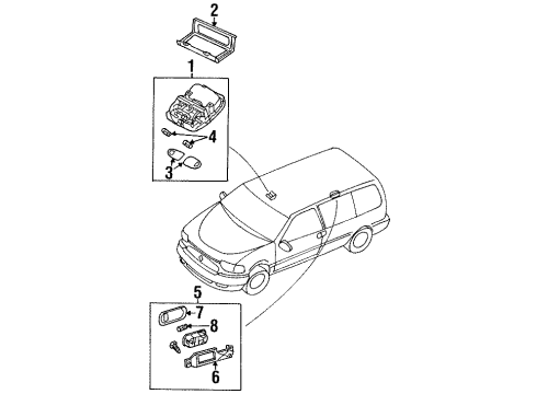 2001 Mercury Villager Overhead Lamps Dome Lamp Diagram for XF5Z-13776-AAA