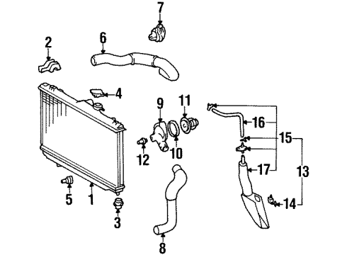 2002 Chevrolet Prizm Radiator & Components Engine Coolant Recovery Tank Hose Diagram for 94856871