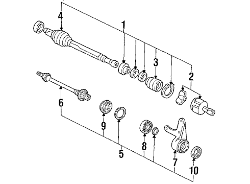 1988 Acura Integra Axle Components - Front Bearing, Half Shaft (Koyo Seiko) Diagram for 91057-SD2-004