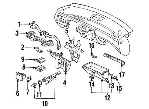 1995 Honda Civic Lower Instrument Panel Bracket, Center Beam Diagram for 61174-SR8-A00ZZ