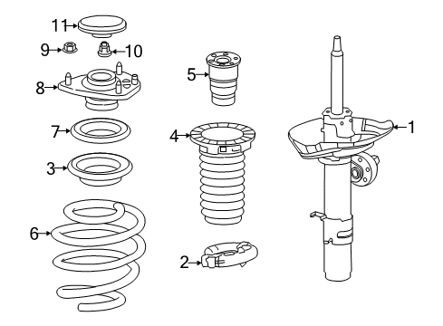 2016 Honda Accord Struts & Components - Front Shock Absorber Unit, Left Front Diagram for 51621-T2F-315