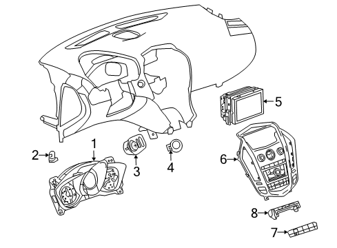 2011 Cadillac SRX Switches Instrument Cluster Assembly Diagram for 20997896