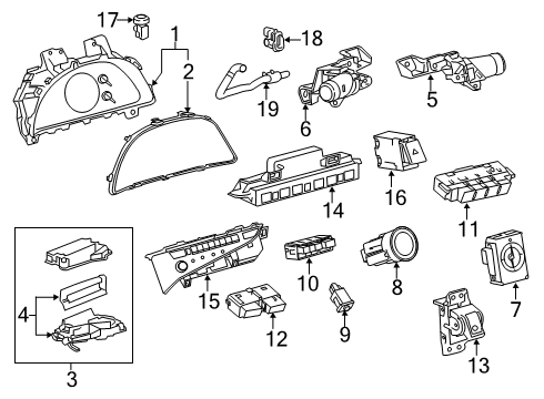 2021 Lexus ES300h Parking Brake Switch Assembly, COMBINA Diagram for 84970-33120