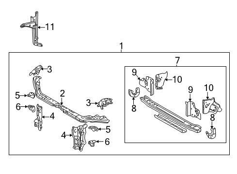 2007 Toyota Matrix Radiator Support Side Panel Support Bracket Diagram for 53274-01020