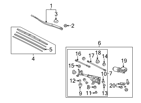 2009 Acura TSX Wiper & Washer Components Cover, Arm Diagram for 76602-TL0-G01