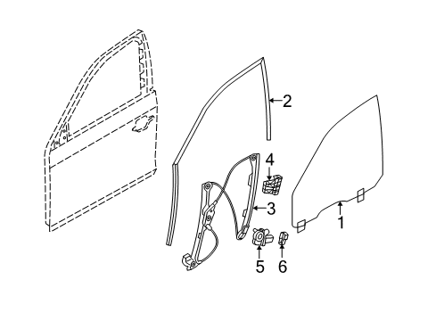 2006 BMW 550i Front Door Front Right Window Guide Diagram for 51337033800