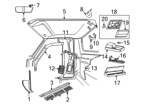 2004 Ford Ranger Interior Trim - Cab Headliner Diagram for 7L5Z-1051944-AB
