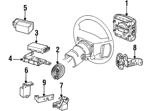 1993 Ford Mustang Air Bag Components Front Sensor Diagram for FOZZ14B005B