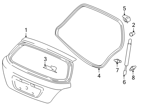 2004 Honda Civic Lift Gate Hinge, Tailgate Diagram for 68210-S6D-E00ZZ