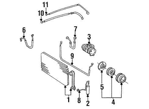 1996 Toyota Camry A/C Condenser, Compressor & Lines AC Hose Diagram for 88716-33220