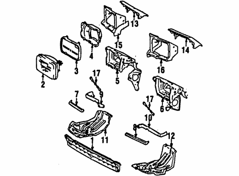 1989 Toyota MR2 Headlamps Passenger Side Headlight Assembly Diagram for 81110-17030