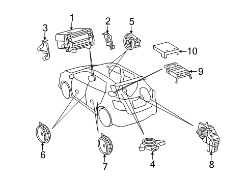 2009 Toyota Matrix Sound System Amplifier Cover Diagram for 86183-02010