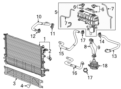 2015 Cadillac ELR Radiator & Components Coolant Hose Diagram for 23116553