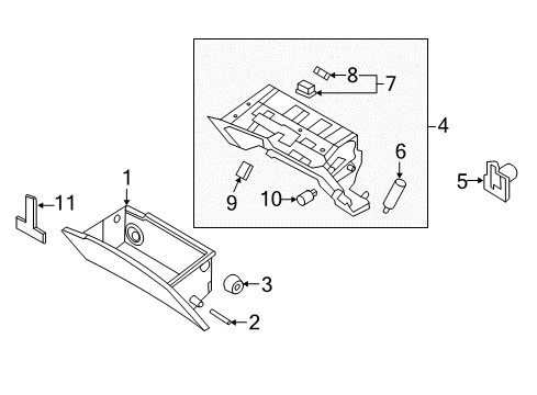 2012 Hyundai Azera Glove Box Cover Assembly-Glove Box Diagram for 84510-3V000-RY