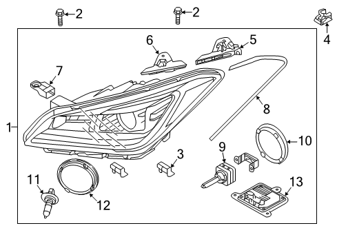 2015 Hyundai Genesis Bulbs Headlamp Assembly, Left Diagram for 92101-B1160