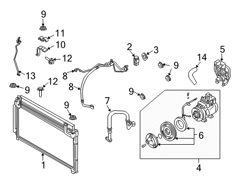 2005 Kia Rio A/C Condenser, Compressor & Lines Air Conditioner Pipe Cooler Tube Line Diagram for 97761FD000