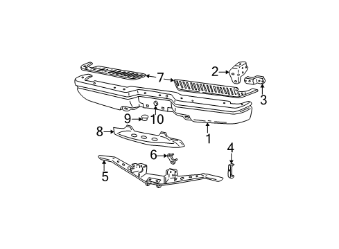 1997 Ford F-150 Rear Bumper Bumper Mount Bracket Diagram for F75Z-17A751-AA