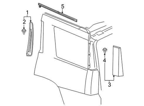2021 Chevrolet Suburban Exterior Trim - Quarter Panel Upper Molding Diagram for 84864988