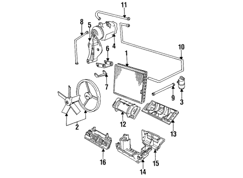 1990 BMW 535i Air Conditioner Housing Rear Diagram for 64111374391